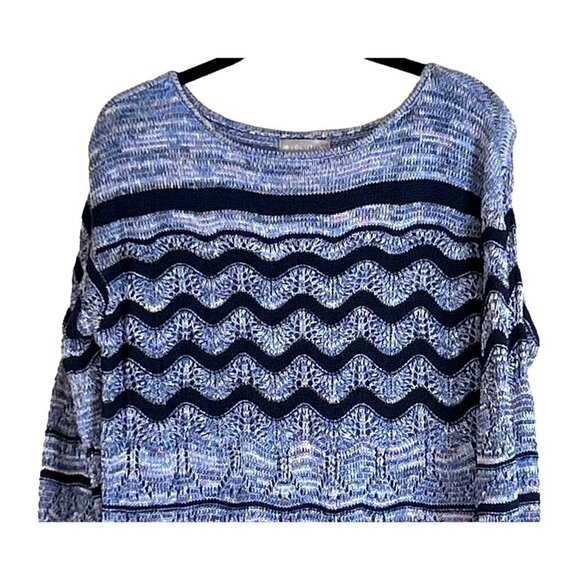 Evolution Women's Marlin Wavy Strip Sweater Blue Size S NWT - Picture 2 of 6